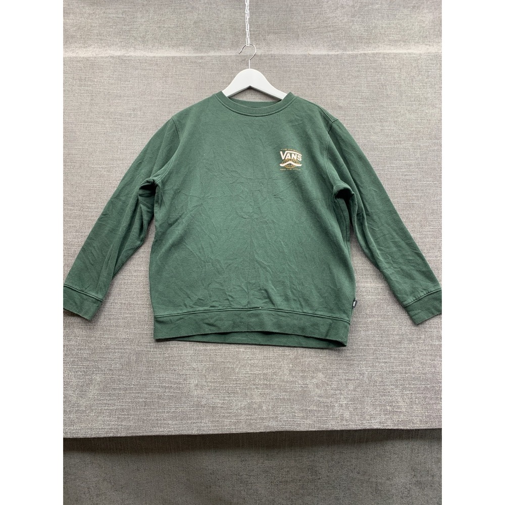 Vans Sweatshirt Mens Green Off The Wall Graphic Print Fleece Lined Pullover